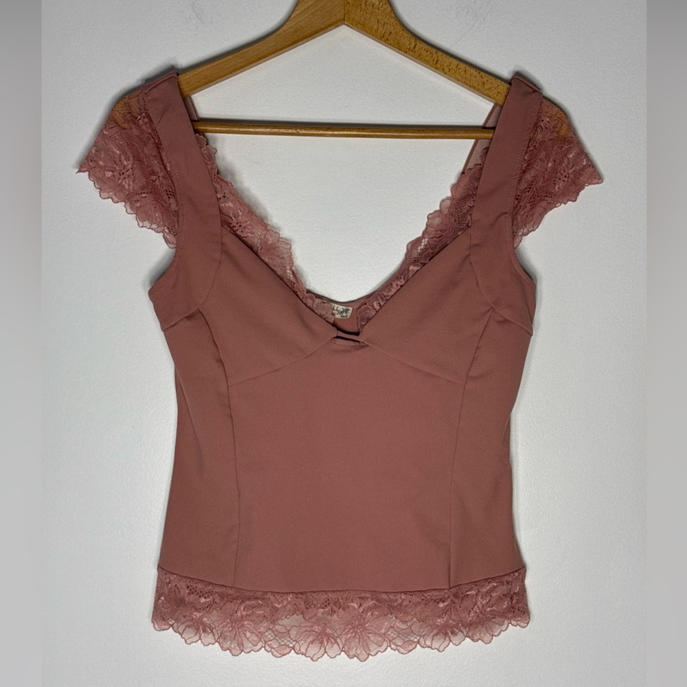 Free People Dusty Rose Lace Trim Camisole